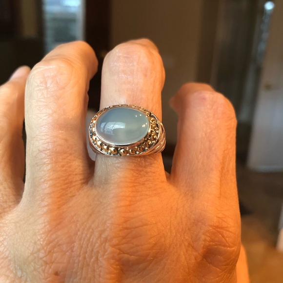 Effy Jewelry - Effy Sterling silver with 18k yellow gold, milky stone is a 4.9K chalcedony